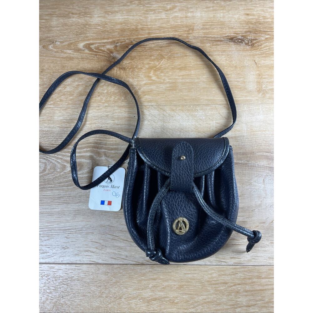 Francois Marot Midnight Blue Black Leather Mini Crossbody Purse NWT